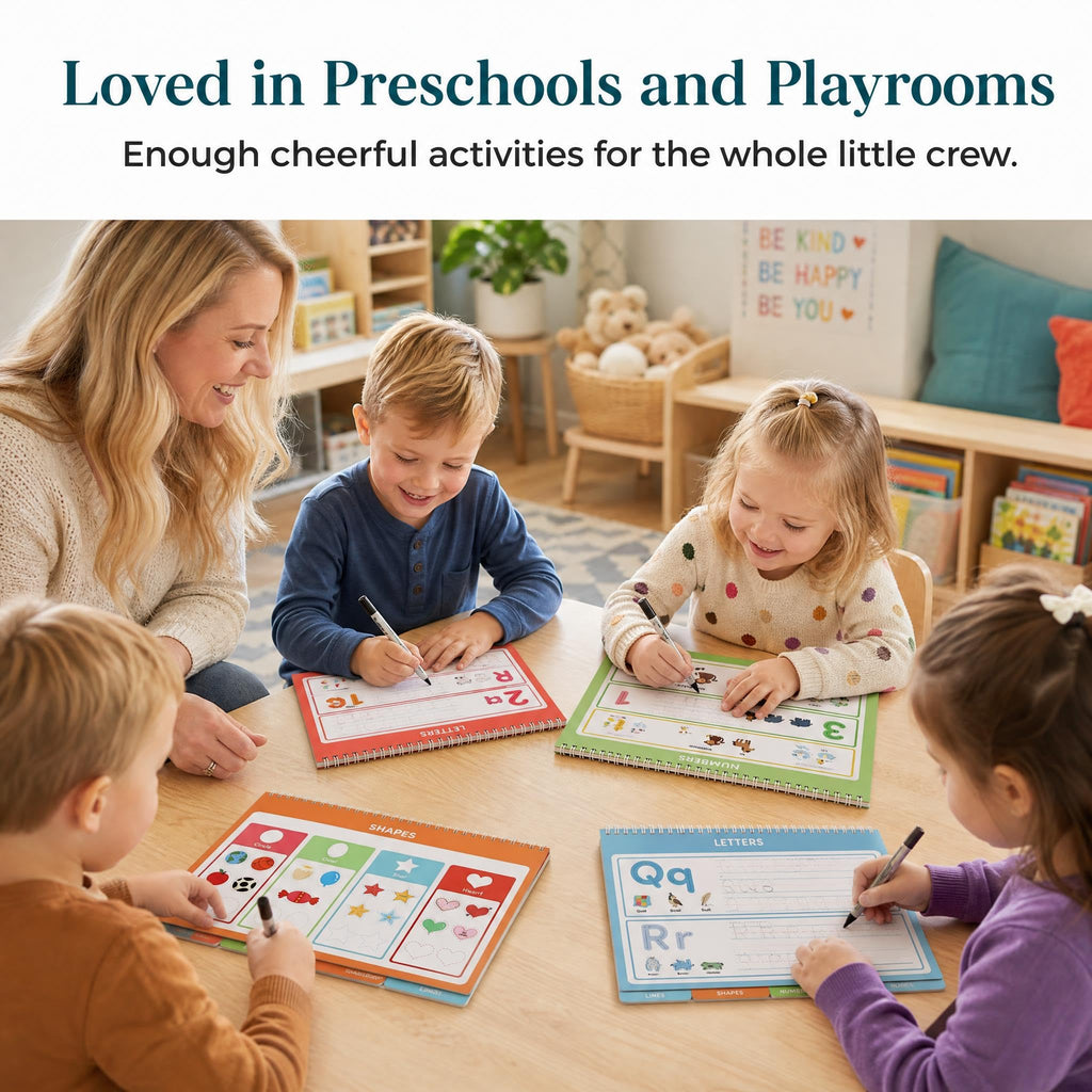 Fun Preschool Workbooks for Kids Age 3-5 - Reusable Dry Erase Tracing Books
