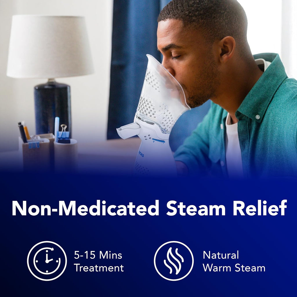 Buy now Vicks Sinus Inhaler - Non-Medicated Steam Relief for Allergies, Congestion, Cough & Colds, Vocal Steamer, Soothes Nasal & Throat Passages, Works with VapoPads (1 Included) at indiglob india