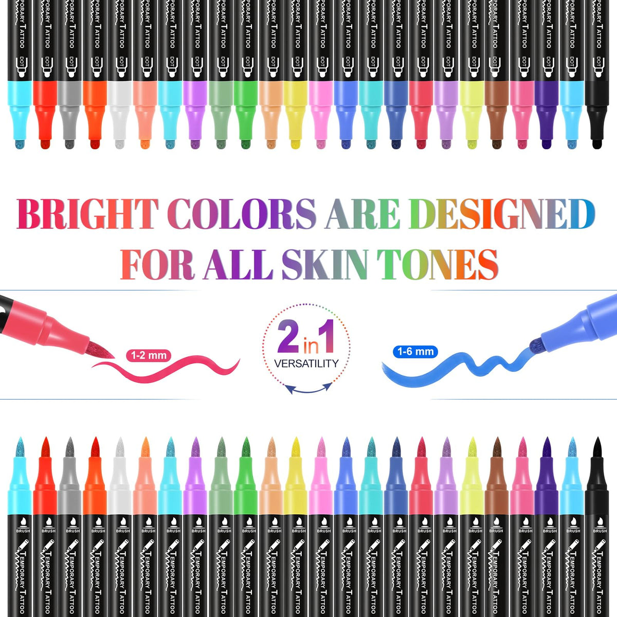 Temporary Tattoos Body Markers 24 Count 50 Temporary Tattoo Stickers 82 Stencils Skin Pens for Teen Girl Gifts Trendy Stuff Cool Birthday Gift Ideas Teens 12 13 14 15 16 17 18 Girls & Adults