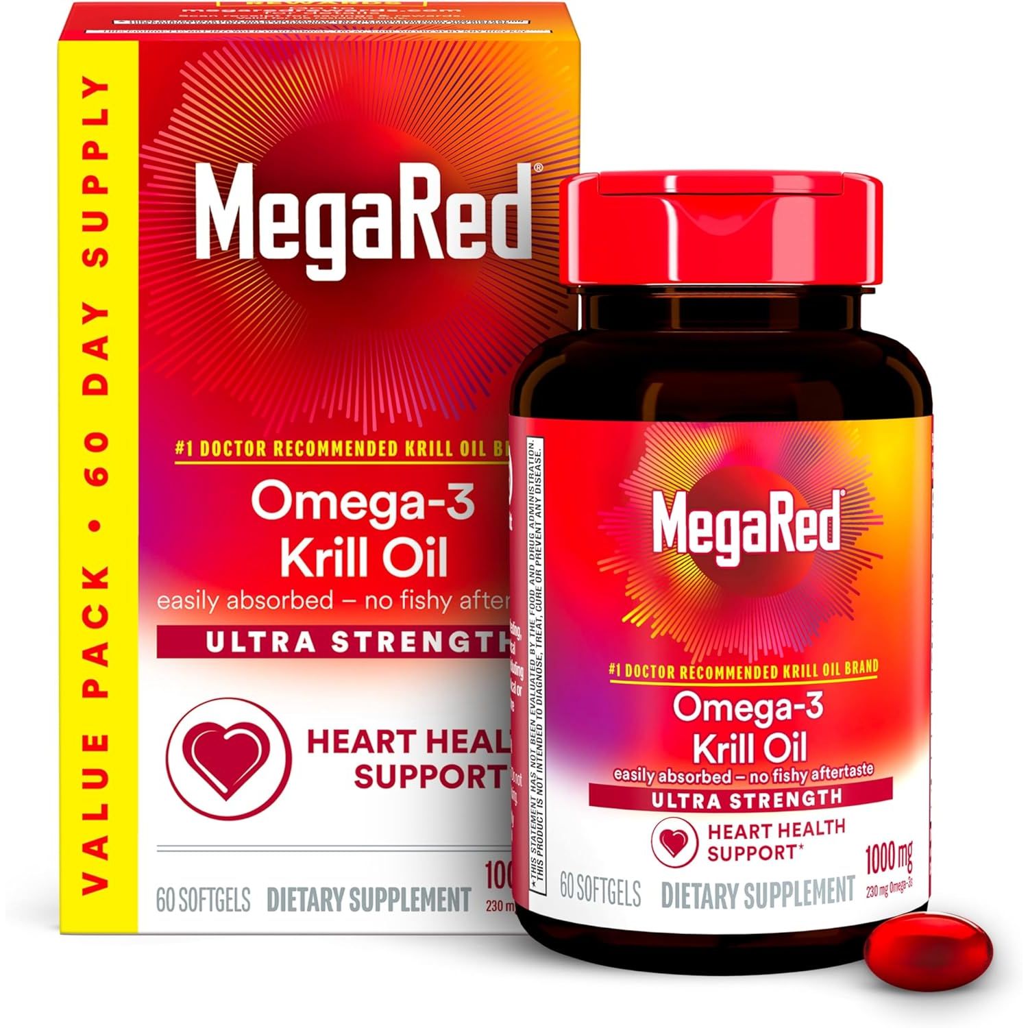 Buy now MegaRed - Omega-3 Krill Oil 350mg Softgels (130 Count in A Bottle), EPA & DHA Omega-3 Fatty Acids with No Fishy Aftertaste Unlike Fish Oil, Contains Antioxidant Astaxanthin 1000mg at indiglob india