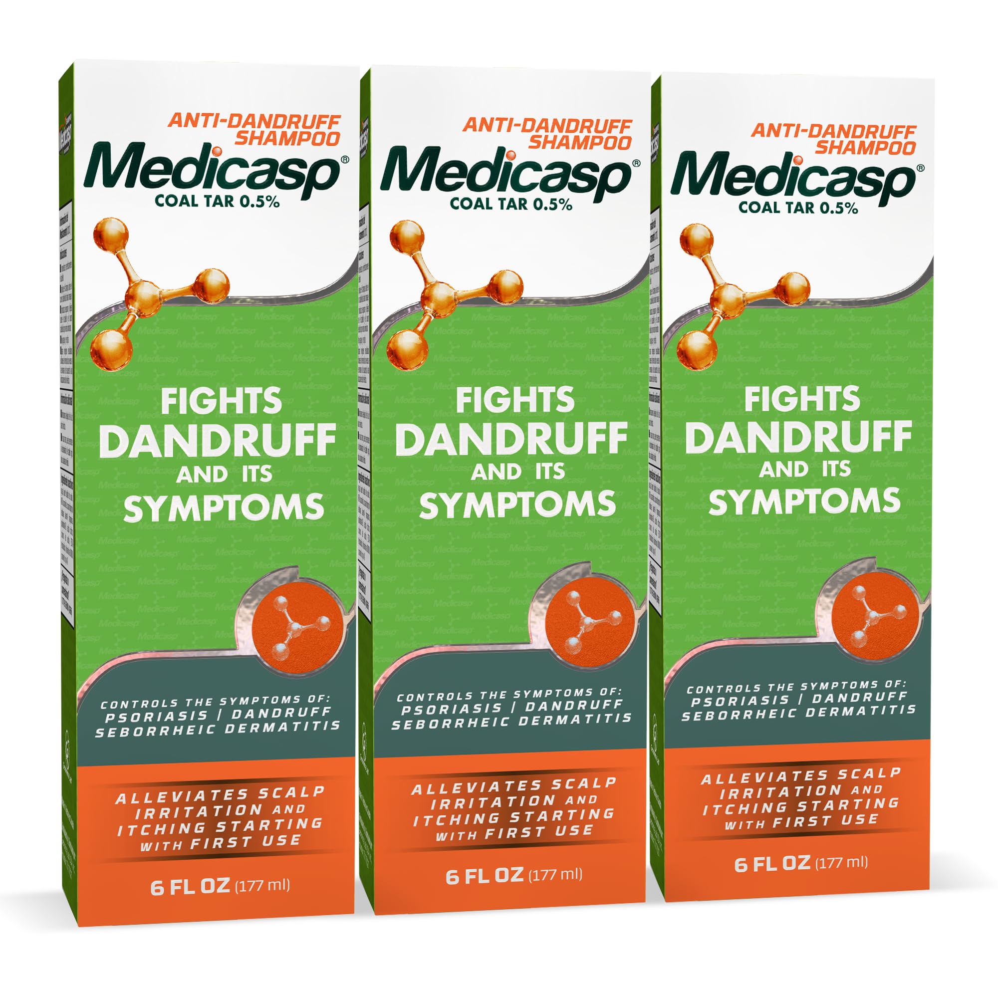 Medicasp Coal Tar Anti-Dandruff Shampoo, Flakes Shampoo, 6 fl oz, 2 Pk | Alleviates Symptoms from 1st Wash, Treats Psoriasis, Seborrheic Dermatitis & Itchy Dry Scalp, Fights Root Cause of Dandruff
