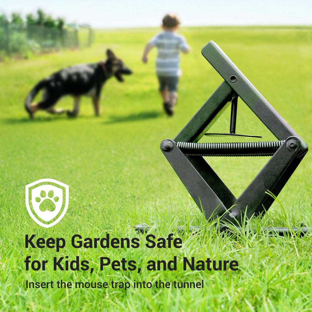 Mole Traps that Kill Best, 2 Pack Scissor Mole Trap, Sleek Black Stainless Steel Finish