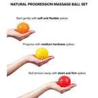 Spiky Massage Balls for Feet, Back, Hands, Muscles - Firm, Medium and Soft Spiked Massager Rollers for Plantar Fasciitis, Exercise, Neuro-Balance, Physical Therapy, 3-inch