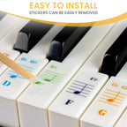 Buy now QMG Piano Keyboard Stickers for 88/76/61/54/49/37 Key Large Letter Piano Stickers for Learning, Removable Piano Keyboard Letters, Notes Label for Beginners and Kids, Made in USA at indiglob india