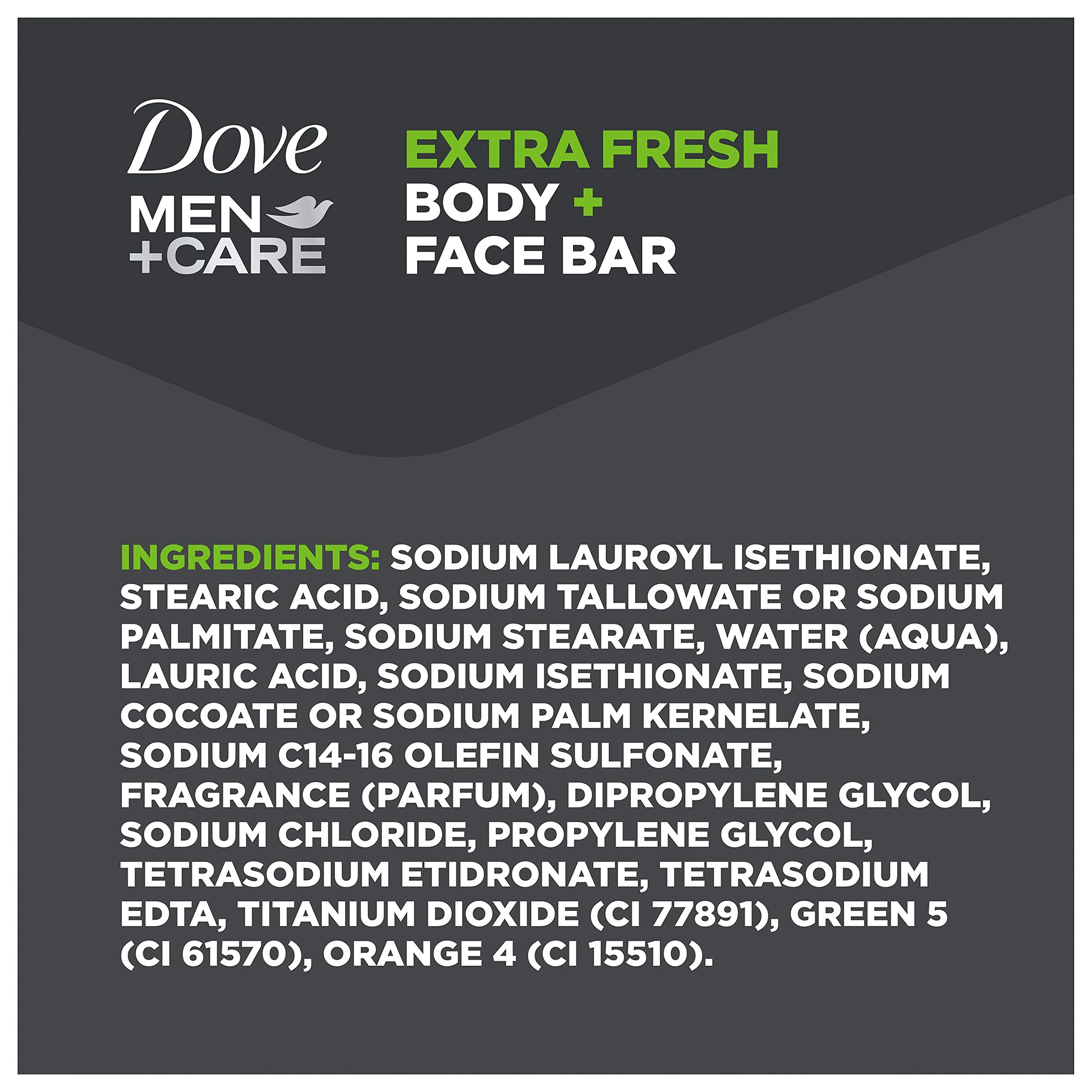 DOVE MEN + CARE 3 in Cleanser for Body, Face, and Shaving 1 Bar 3.75 oz | For dry skin, Helps cleanse and hydrate, With 1/4 moisturizing cream, For face body + shave, Extra Fresh scent