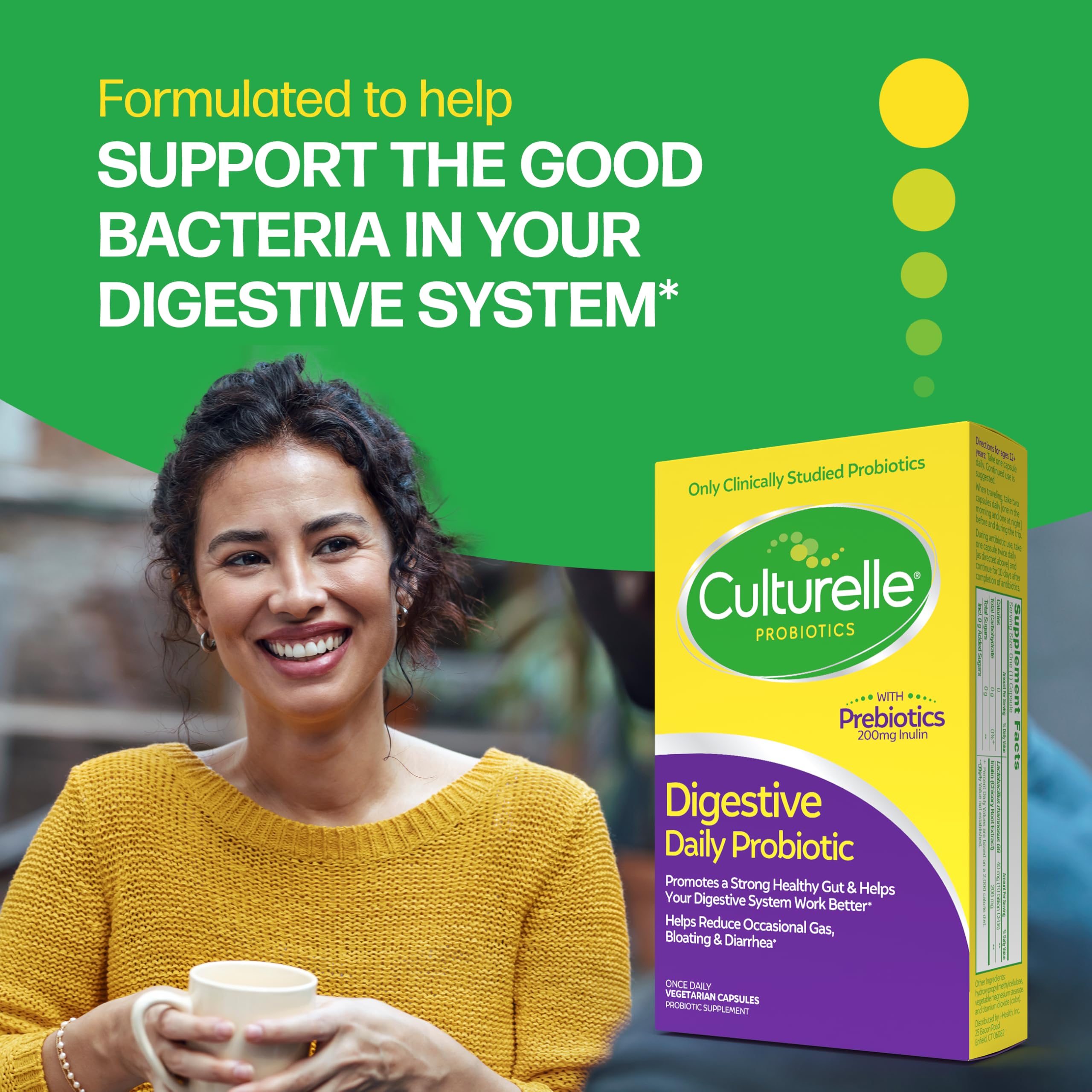 Culturelle Digestive Daily Probiotic for Men & Women, 10B CFUs, 30 Count | Gut Health Support for Men & Women, Survives Stomach Acid, Supports Occasional Gas & Bloating*