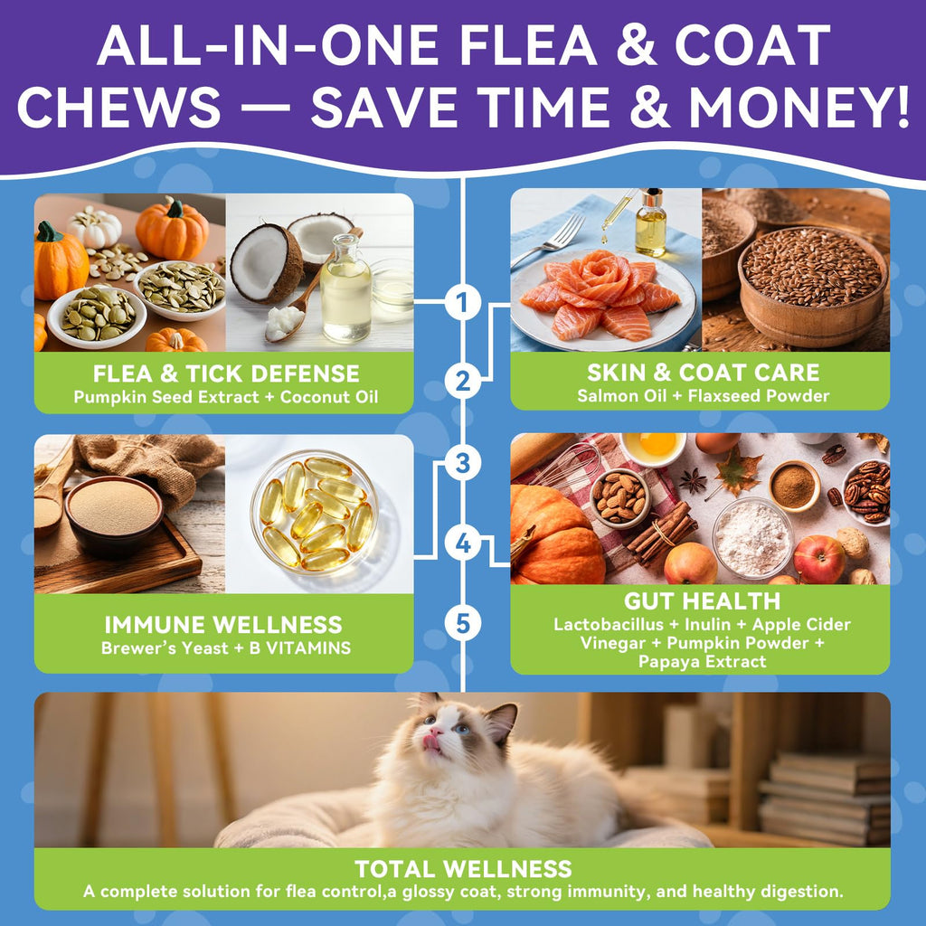 Flea and Tick Prevention for Cats, Cat Flea and Tick Treatment, 500 Chews