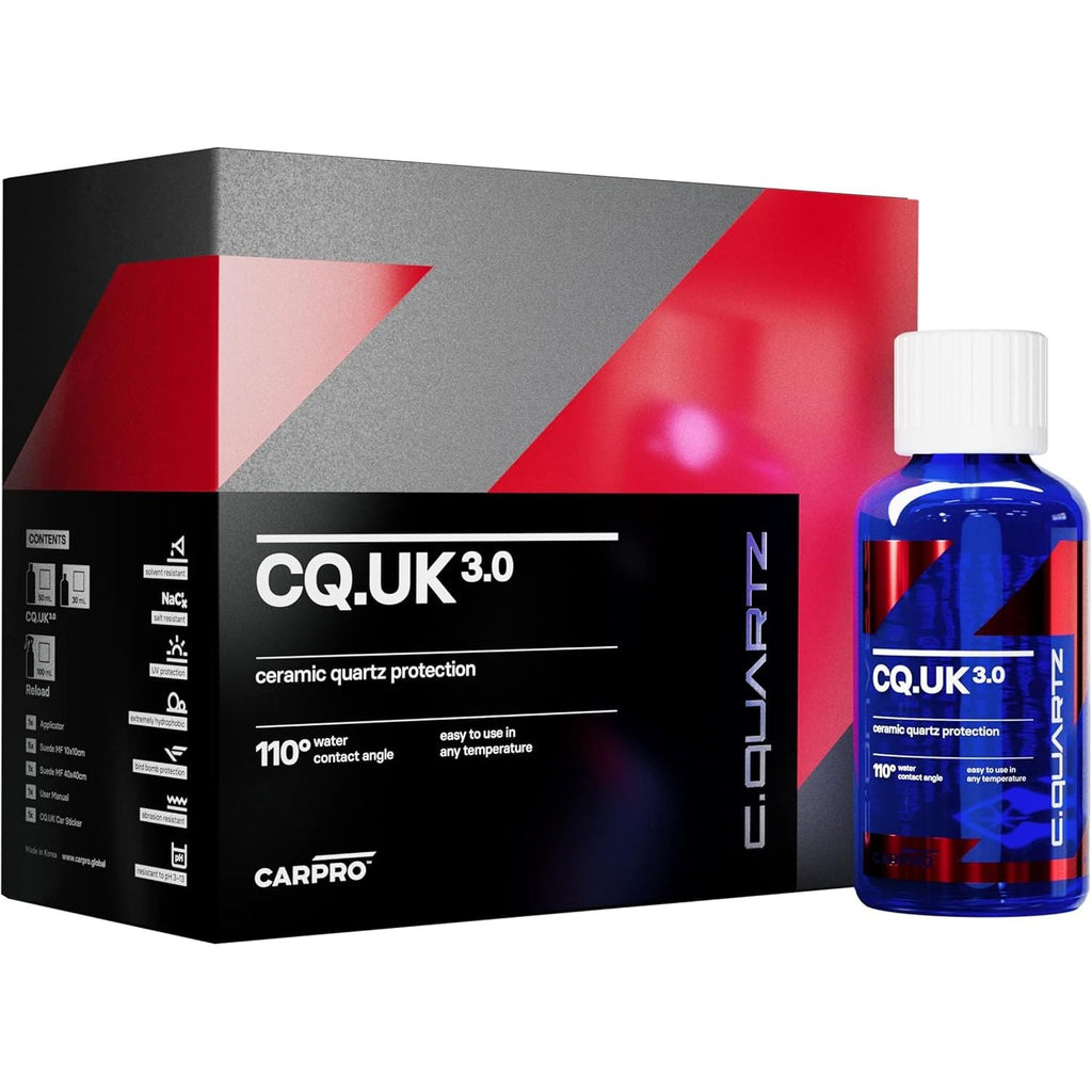Buy now CARPRO CQUARTZ UK 3.0 - Ceramic Coating for Cars, Quartz Based Nanotechnology, Bonds to Paint, Glass, Metal and Plastic - (30ml Kit) 30ml Kit at indiglob india