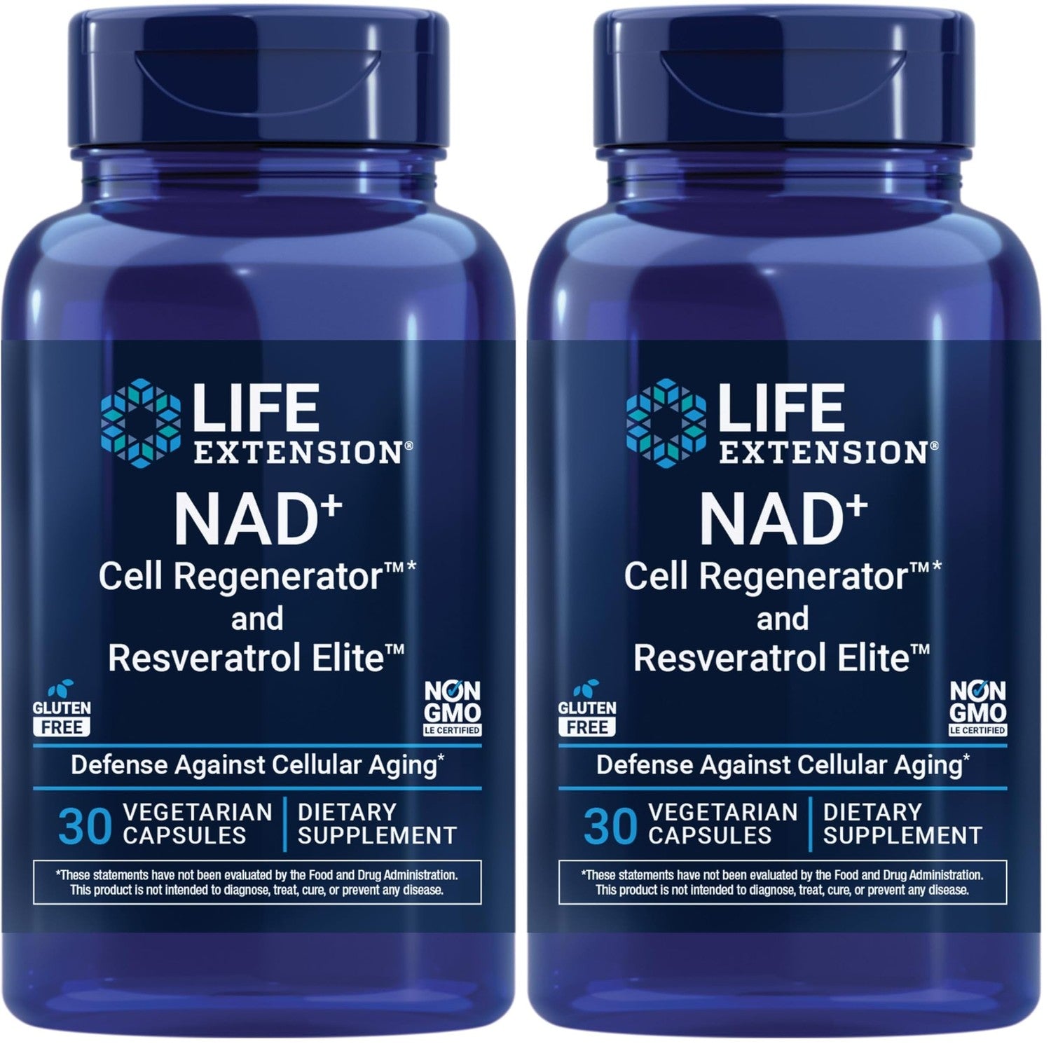Life Extension NAD+ Cell Regenerator™ and Resveratrol Elite™*, nicotinamide riboside, Trans-resveratrol, quercetin, Fisetin, Heart Health, Healthy Aging, Vegetarian, Non-GMO, Gluten Free, 30 Capsules