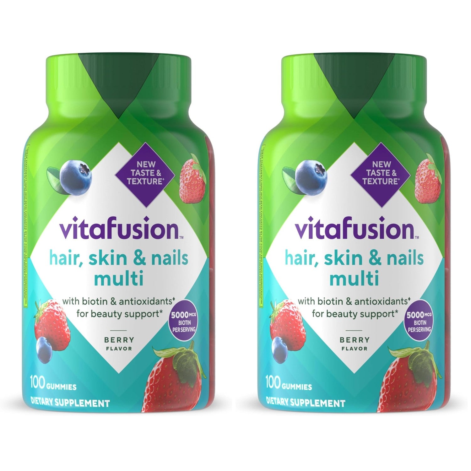Vitafusion Hair Skin and Nails Vitamins | Biotin 5000mcg | 135 Gummies | for Women and Men | Berry Flavor | Gluten-Free Adult Gummy Multivitamin Supplement