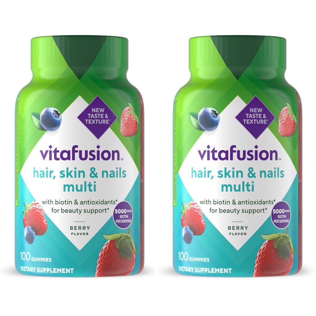 Vitafusion Hair Skin and Nails Vitamins | Biotin 5000mcg | 135 Gummies | for Women and Men | Berry Flavor | Gluten-Free Adult Gummy Multivitamin Supplement