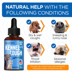 Kennel Cough Medicine for Dogs Helps with Dry, Wet, Barking Cough – Cat and Dog Cough Medicine Soothes and Calms Irritated Throat – Herbal Treatment Supports Breathing and Clears Airways – 2-oz Bottle