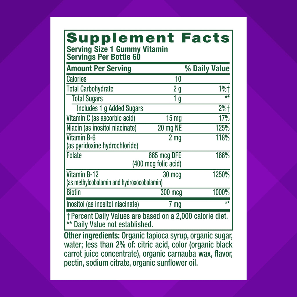 Vitafusion Vitamin B Complex for Women and Men | 60 Gummies | with Niacin, C, and Folate | Strawberry Flavor | Gluten Free Adult Gummy Supplement
