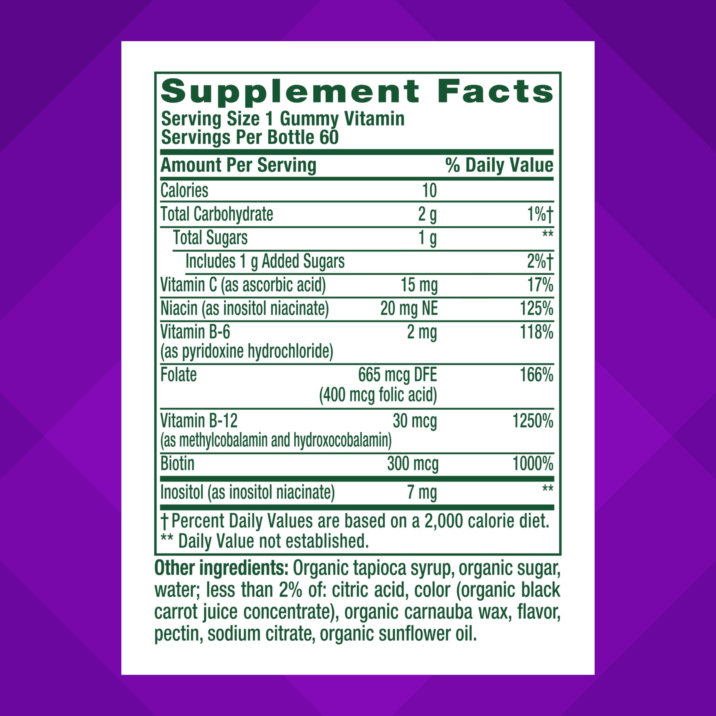 Vitafusion Vitamin B Complex for Women and Men | 60 Gummies | with Niacin, C, and Folate | Strawberry Flavor | Gluten Free Adult Gummy Supplement