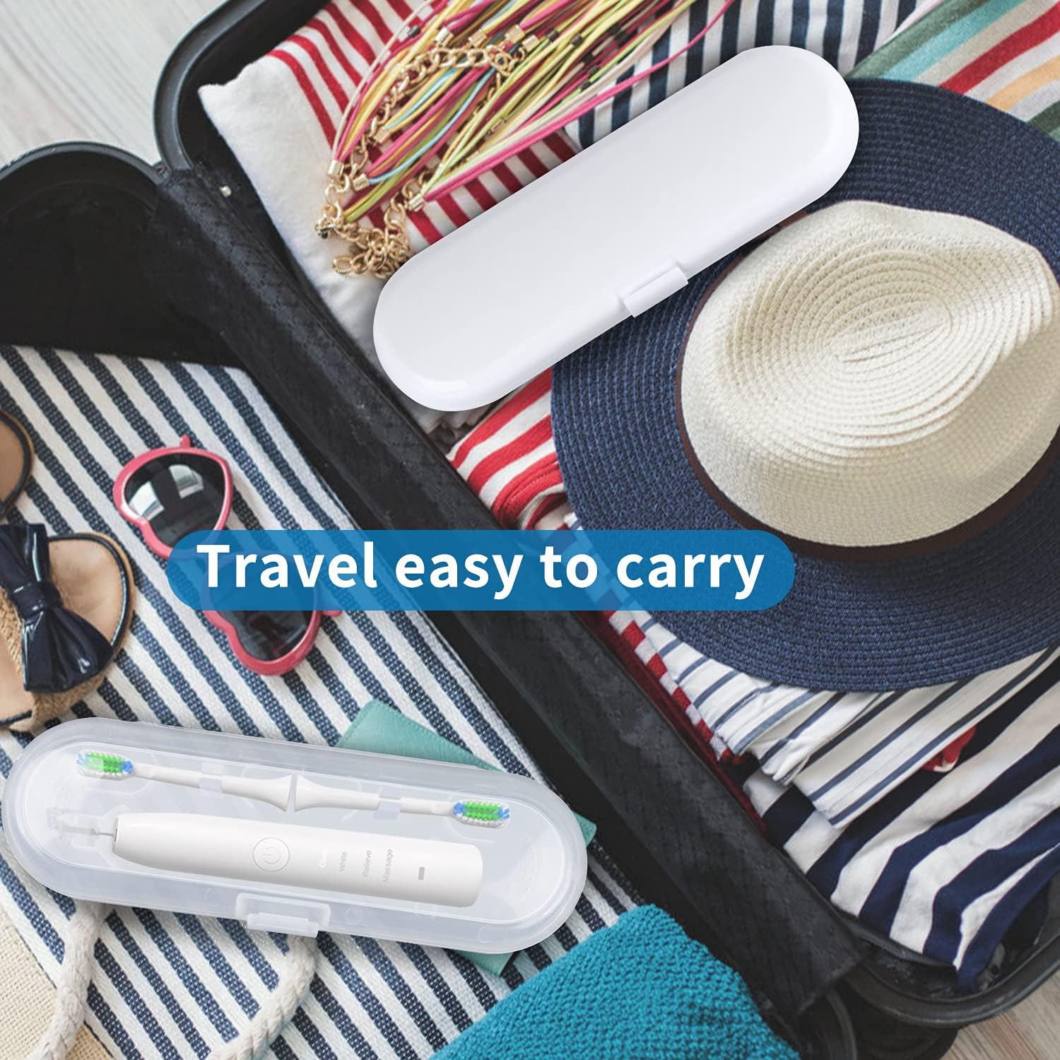 Buy now Fowecelt 2 Pack Electric Toothbrush Travel Case for Oral-B Pro and Other Electric Toothbrush, Portable Travel Toothbrush Holder (White & Clear) at indiglob india
