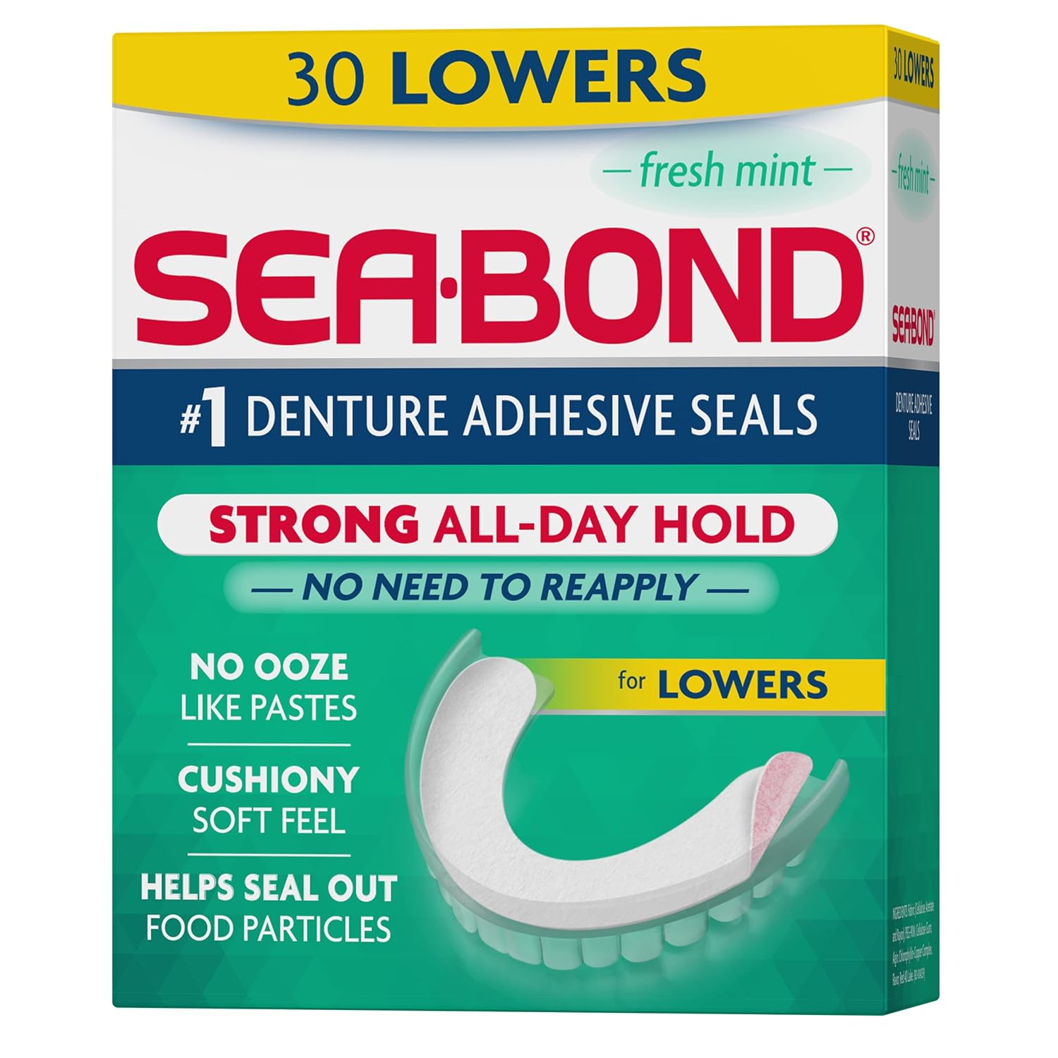 Buy now Sea Bond Secure Denture Adhesive Seals, Fresh Mint Uppers, Zinc-Free, All-Day-Hold, Mess-Free, 30 Count (Pack of 1) 30 Count (Pack of 1) Lowers at indiglob india