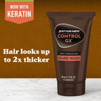 Just for Men Control GX Beard Wash, Gradually Reduces Grey, 4 Fl Oz (1 Pk) | Control GX Beard Wash gradually reduces grays in facial hair with each wash. Keratin strenthens and thickens hair.