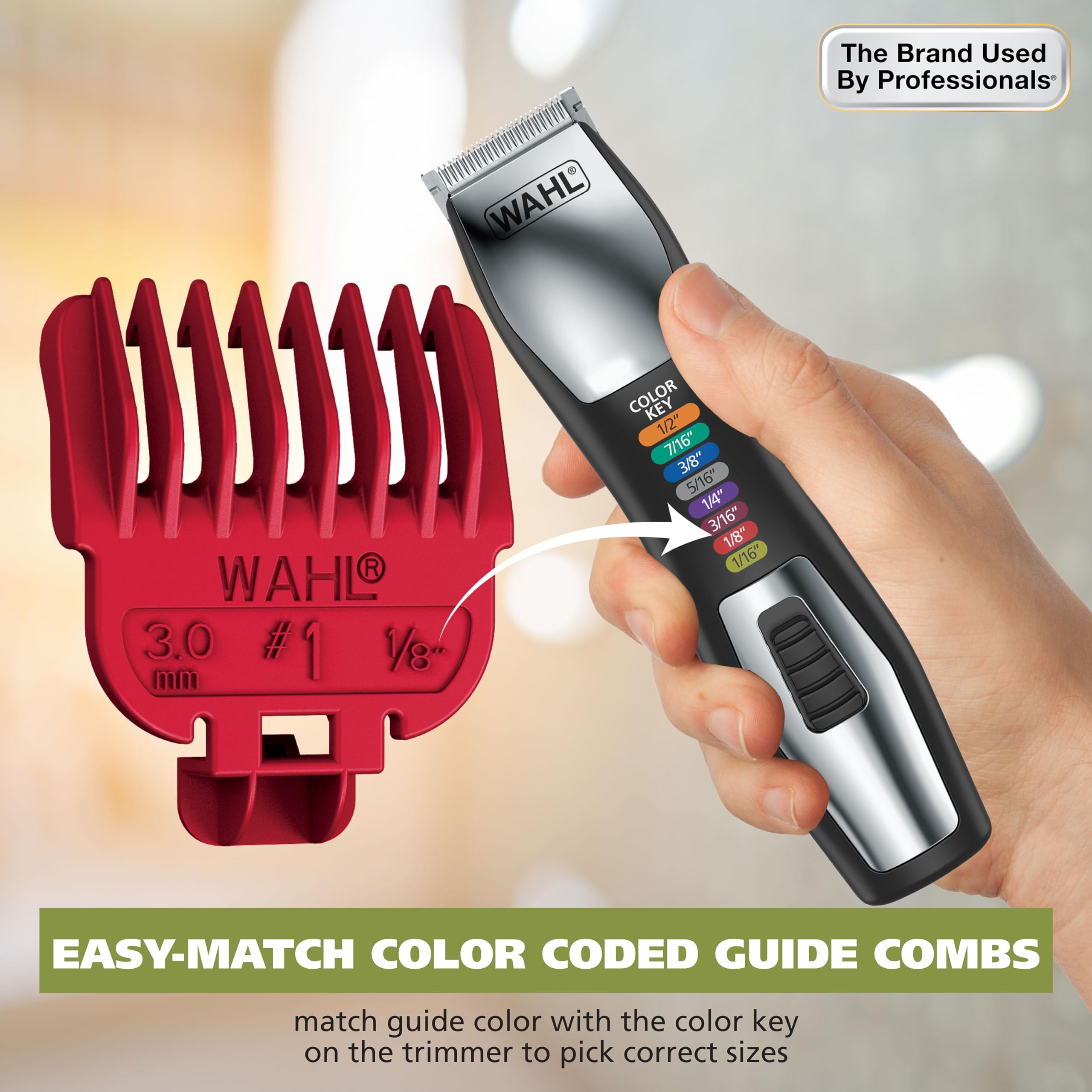 Buy now Wahl Color Pro All in One Rechargeable Cordless Color Coded Beard Trimmer with Detail Eyebrow Trimmer and Rotary Nose Hair Trimmer for Men- Model 3025945 at indiglob india