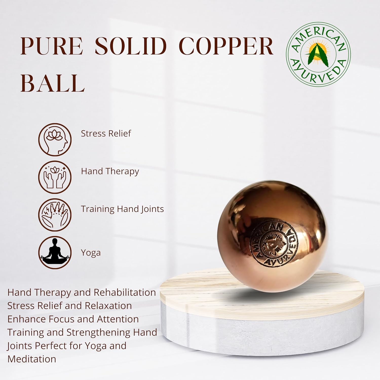 Buy now Pure Copper Ball, Bring Integrity and Clear Thinking with Natural Energy Meditation Dia Orb Sphare, Get Mental Agility Grounding Movement Therapy with Copper Orb - 2 pcs & 2 inches at indiglob india
