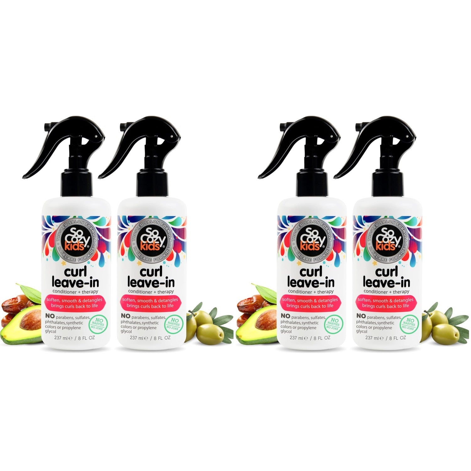 So Cozy Leave In Conditioner Spray (8 Fl Oz) Paraben-Free Detangler for Kids' Curly Hair, Deep Conditioner & Tangle-Free Curls, Gentle & Nourishing with Keratin, Vitamin B5, Olive Oil & Jojoba Oil
