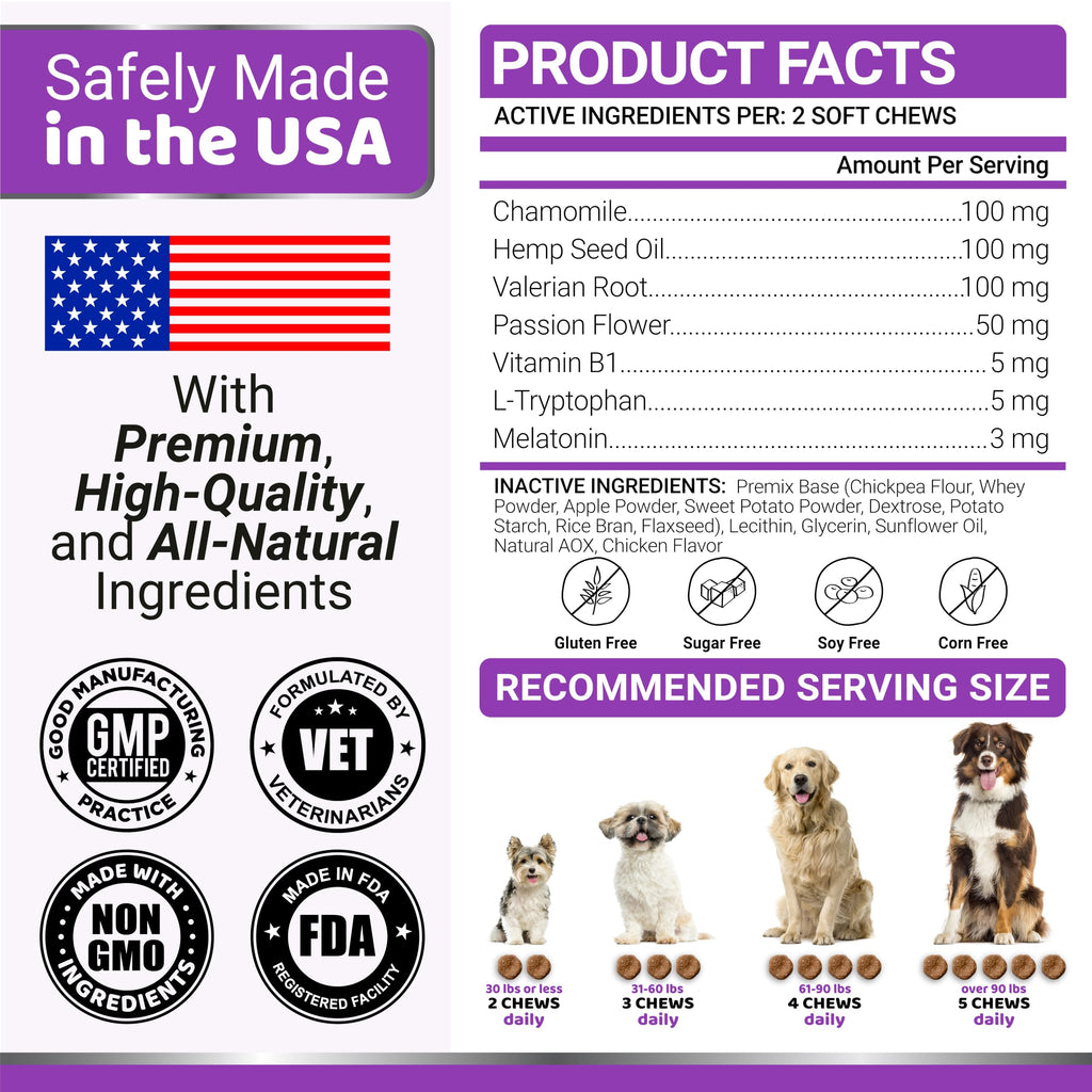 Melatonin for Dogs - 170 Chews - Melatonin Chews for Small and Large Dogs