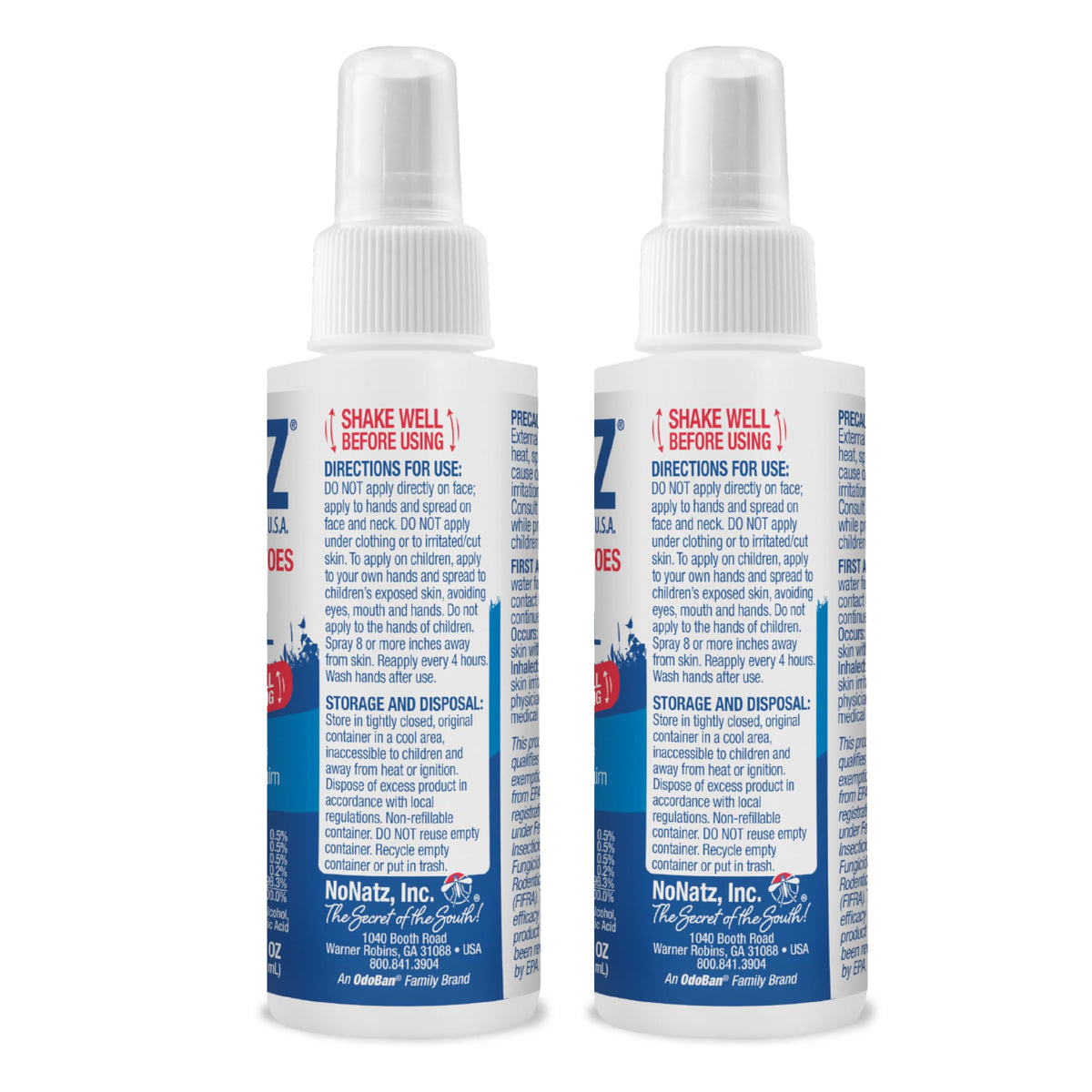 No Natz Botanical Insect Repellent, DEET-Free, Made with Natural Essential Oils, Non-Greasy Formula, Made in the USA, Fresh Scent, 4 Ounce Spray Bottle, 2-Pack
