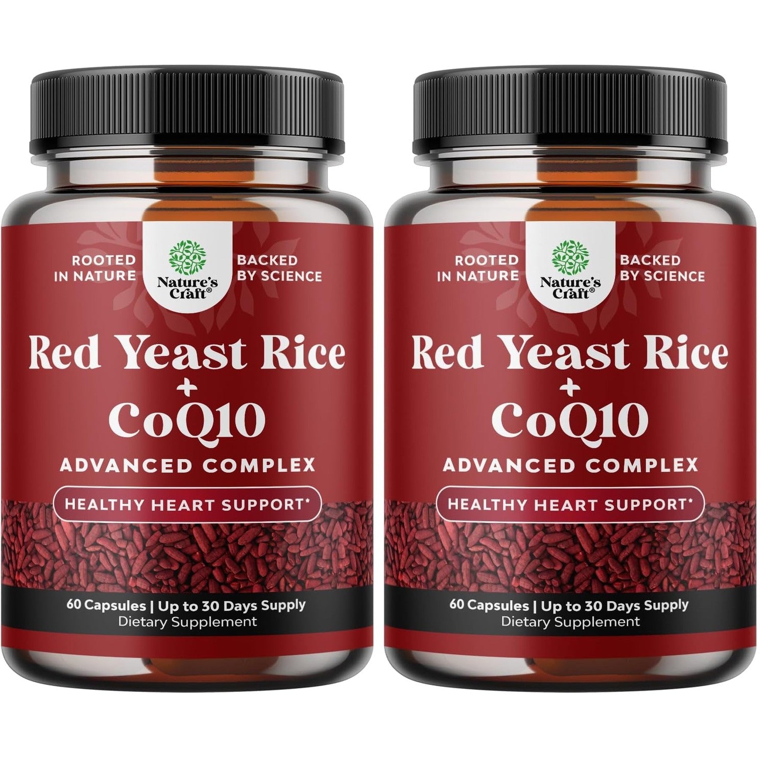 Red Yeast Rice with CoQ10 Supplement - Healthy Heart Support - 120 Ct | Red Yeast Rice 1200 mg - Advanced Complex for Cellular Energy & Antioxidant Support - GMP - Third Party Tested - 60 Servings