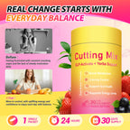 GLP-1 Cutting Drink Mix, 5-HTP, FOS, Yerba Mate, Magnesium, 30 Servings | Supports Satiety Signaling, Energy & Gut Health | Strawberry Açaí Flavor