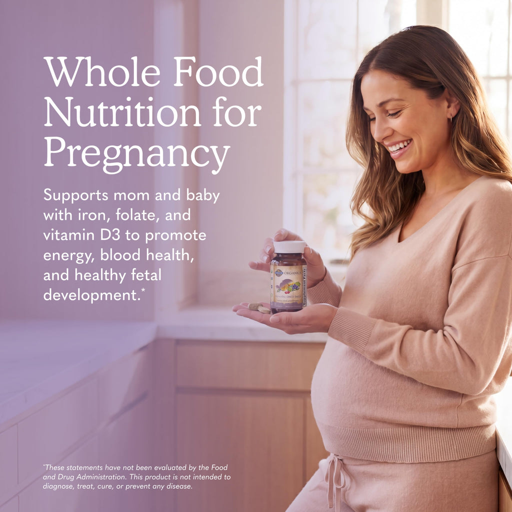 Garden of Life Organics Prenatal Once Daily with Folate, Vitamin C, B6, B12 & D3 – Prenatal Vitamins for Women with Energy Metabolism Support for Healthy Fetal Development, Non-GMO, Vegan, 30 Tablets