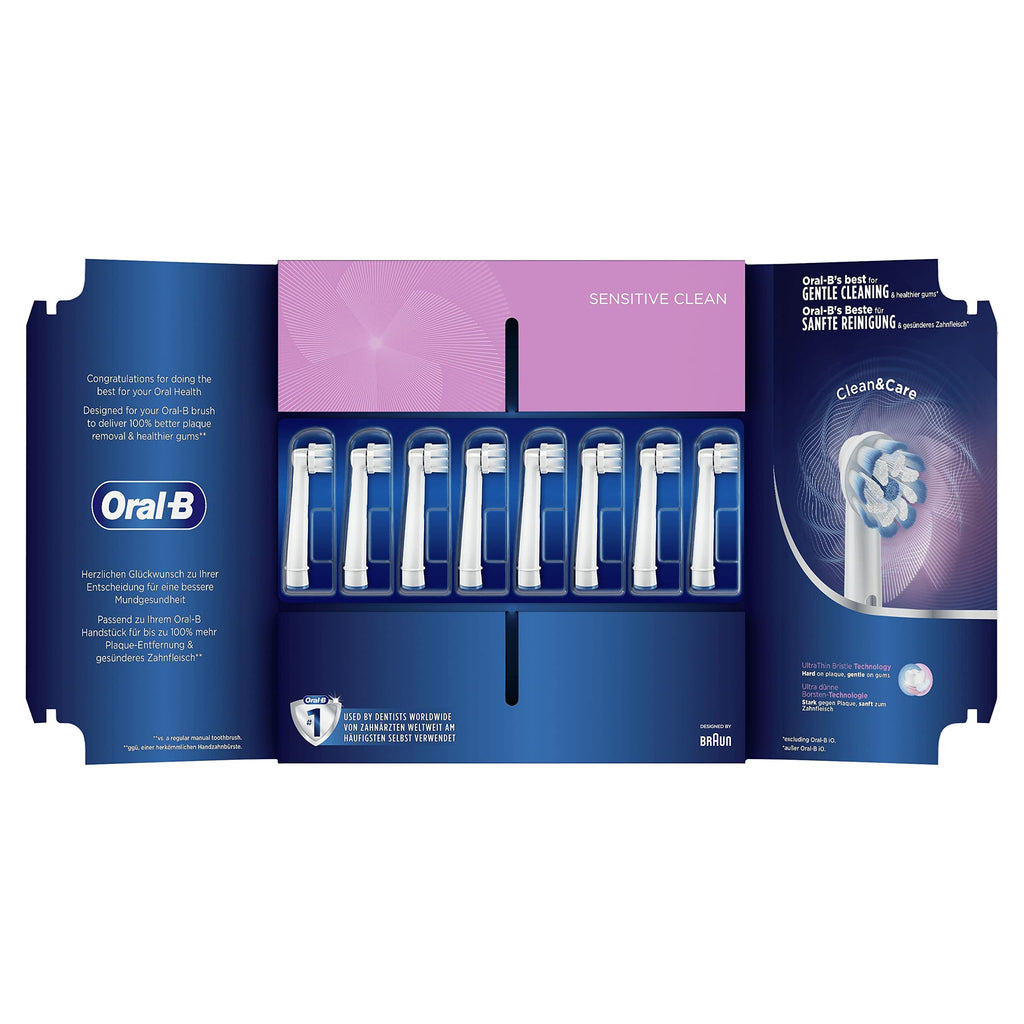 Buy now Braun Oral-B 4210201320180 Sensitive Clean Toothbrush Heads for Our Gentle Cleaning, in Letterbox Packaging Pack of 8 at indiglob india