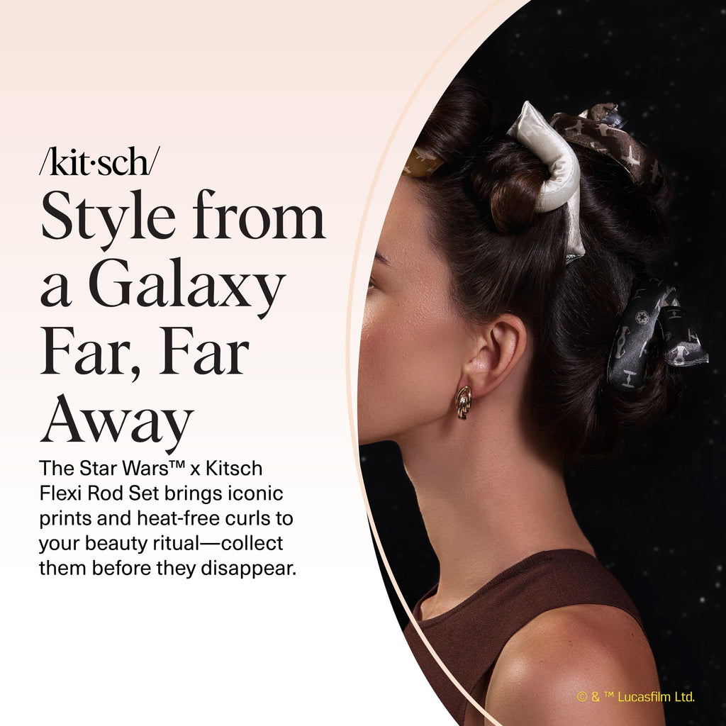 Buy now Kitsch x Star Wars Satin Heatless Hair Curler â€“ Soft Hair Curlers to Sleep In for Heatless Curls Overnight â€“ Overnight Blowout Rods for Women â€“ Hair Styling Tools â€“ Light Side vs Dark Side, 6pc Set at indiglob india