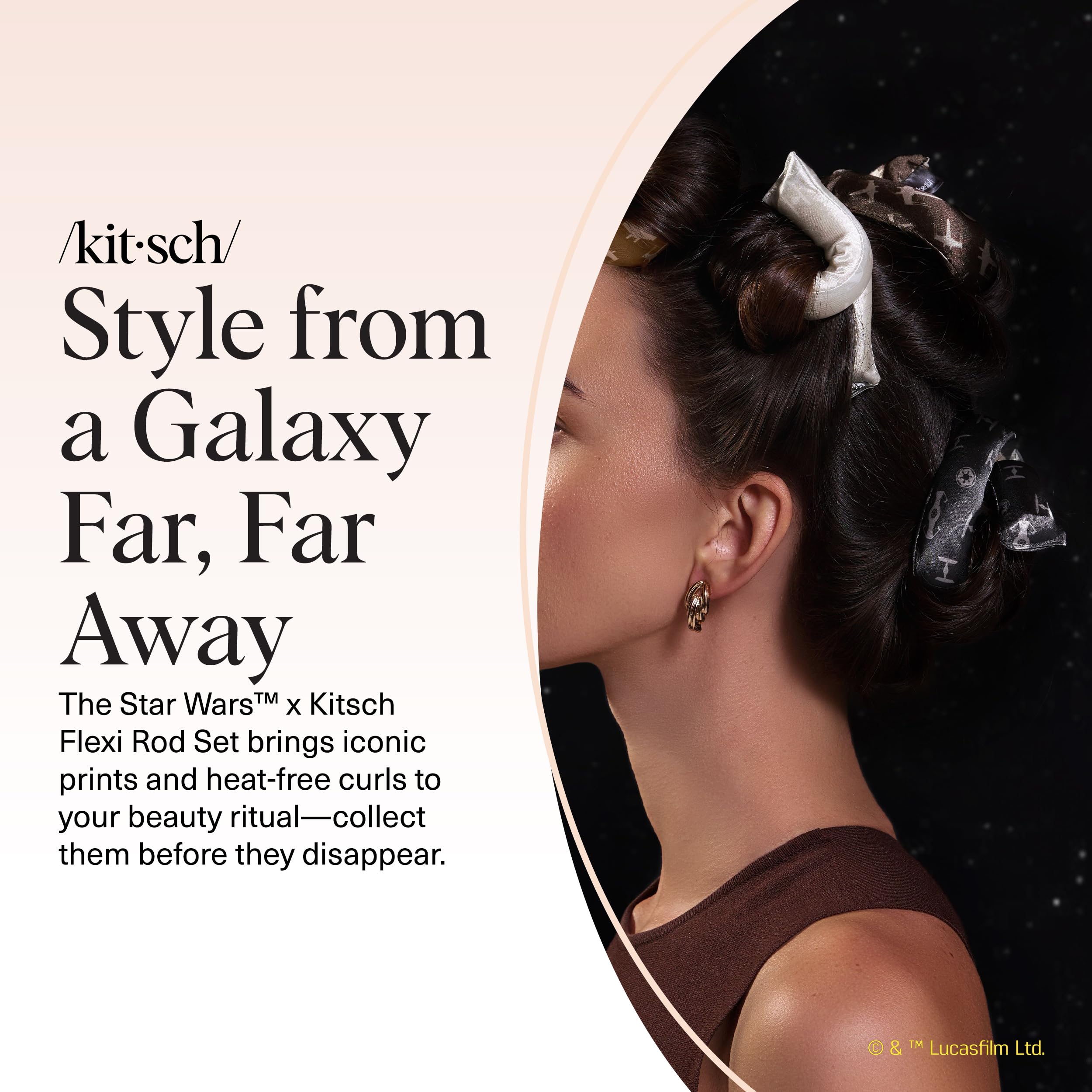 Buy now Kitsch x Star Wars Satin Heatless Hair Curler â€“ Soft Hair Curlers to Sleep In for Heatless Curls Overnight â€“ Overnight Blowout Rods for Women â€“ Hair Styling Tools â€“ Light Side vs Dark Side, 6pc Set at indiglob india