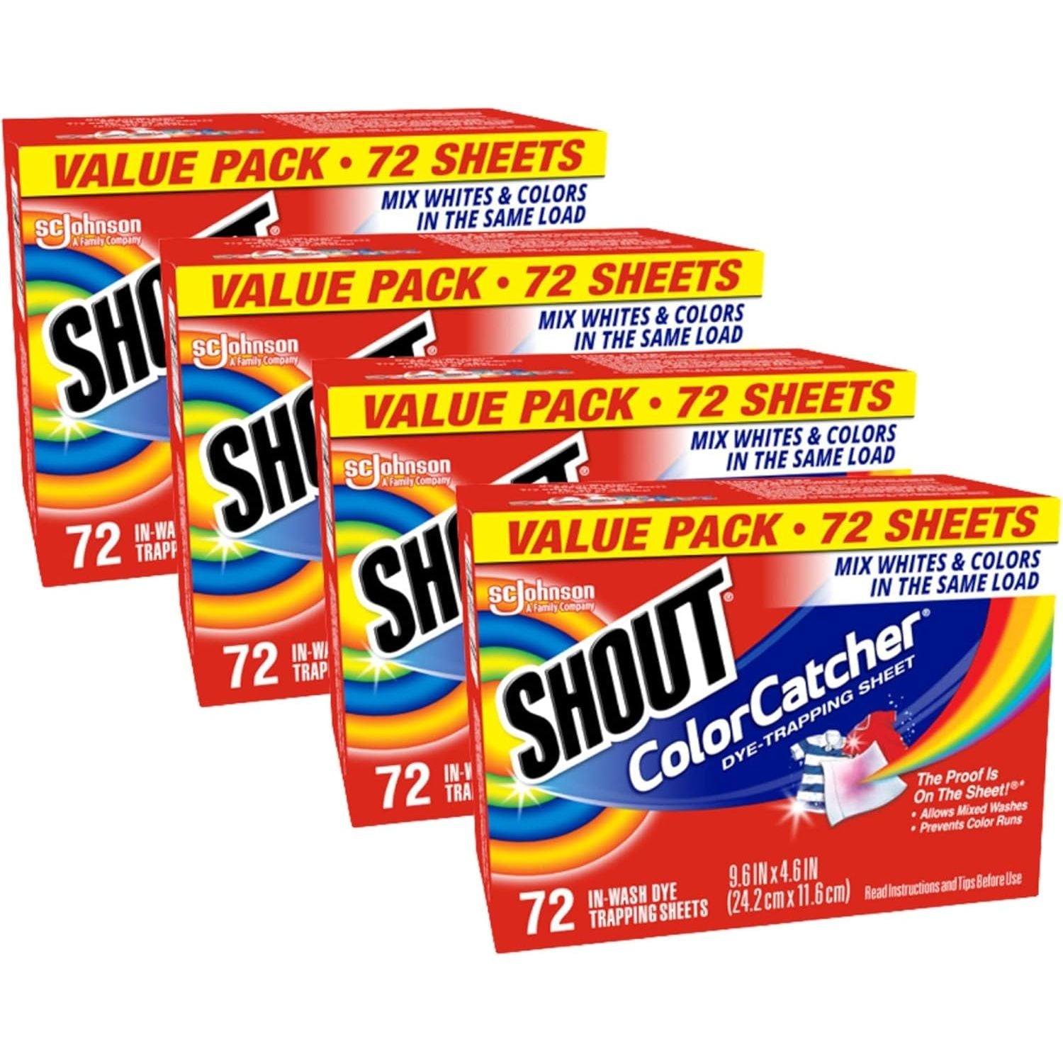 Buy now Shout Color Catchers for Laundry, Allow Mixed Washes, Prevents Color Runs and Maintains Original Clothing, 72 Count 72 Count (Pack of 4) at indiglob india