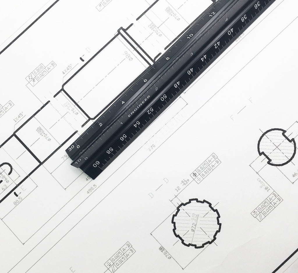 12 Inch Engineer Scale Ruler, Engineering Scale with Anodized Solid Aluminum Core, Laser Etched Scales, Imperial Scale - 1:10, 1:20, 1:30, 1:40, 1:50, 1:60, 12" Drafting Measuring Ruler
