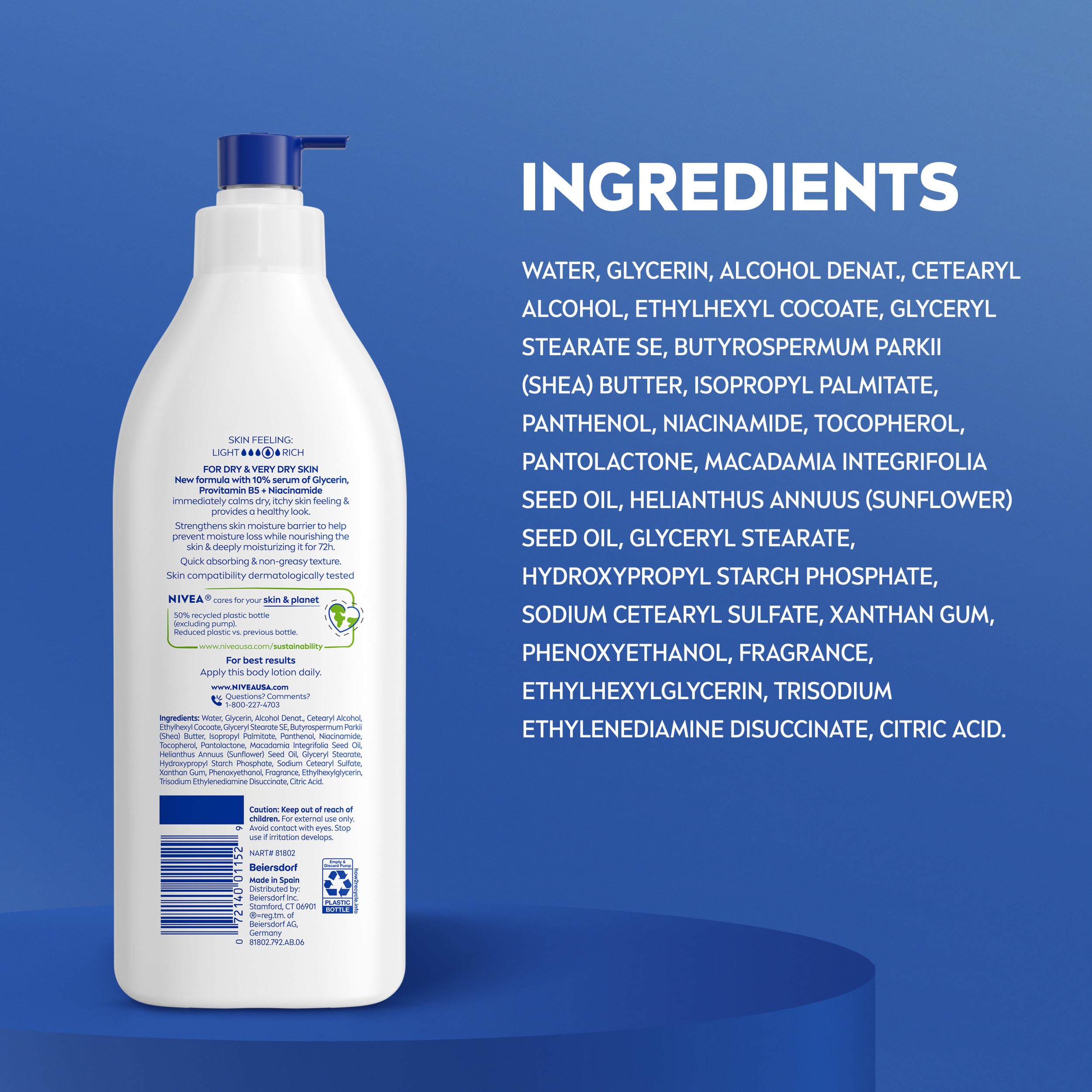 NIVEA Intense Healing Body Lotion, 72-Hour Moisturizing Lotion,16.9 FL OZ | Moisturizing Lotion with Glycerin, Provitamin B5 and Niacinamide, For Very Dry, Itchy Skin Relief, Dermatologically Tested