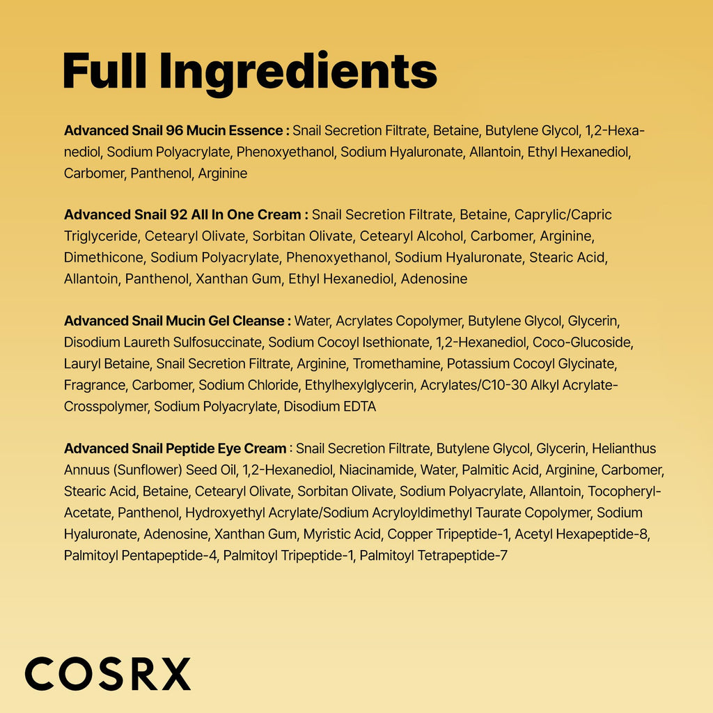 Buy now COSRX All About Snail Mucin Korean Skin Care Set, Mini Travel Essentials, Travel Size Gift Set with Snail Mucin Face Wash, Serum, Moisturizer & Eye Cream, Rejuvenating Kit at indiglob india