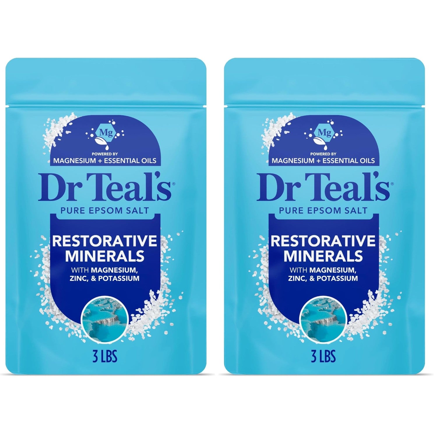 Dr Teal's Epsom Salt Magnesium Soak, Restorative Minerals with Magnesium, Potassium & Zinc, 3 lbs