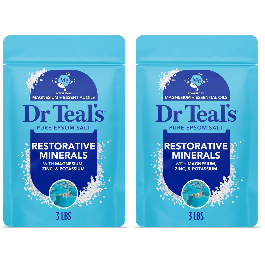 Dr Teal's Epsom Salt Magnesium Soak, Restorative Minerals with Magnesium, Potassium & Zinc, 3 lbs