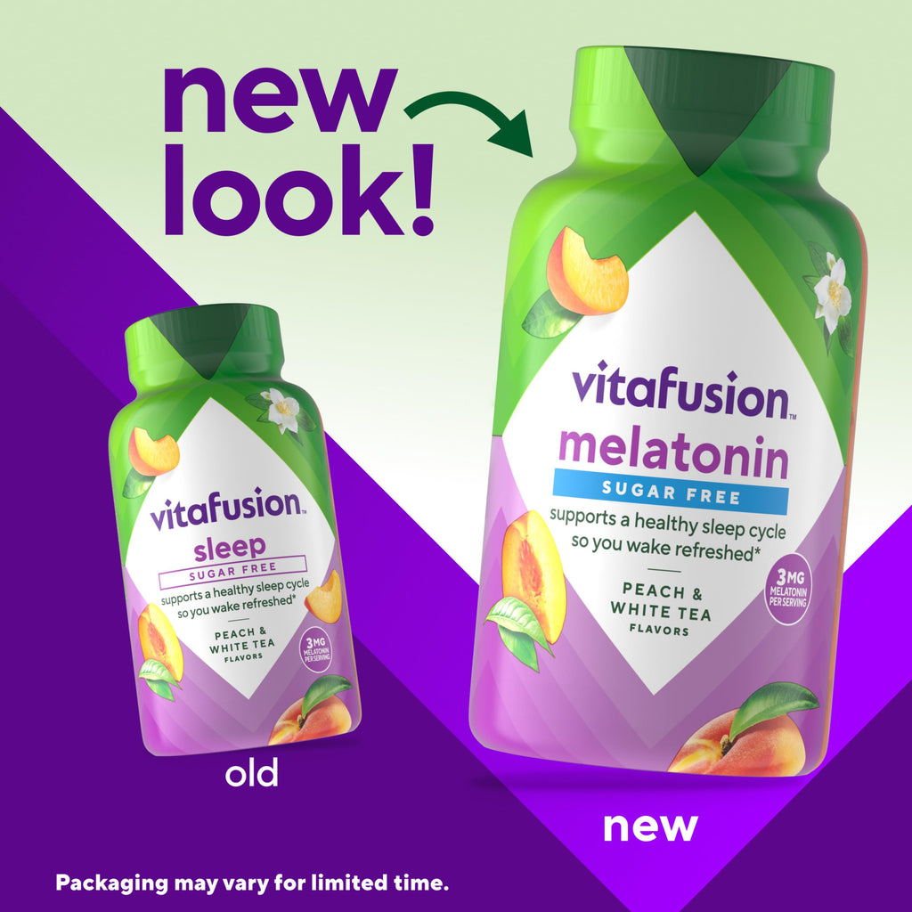 Vitafusion Melatonin Gummy Vitamins, 140 Count (Pack of 1) | Peach and White Tea Flavors | Gluten and Dairy Free Supplement