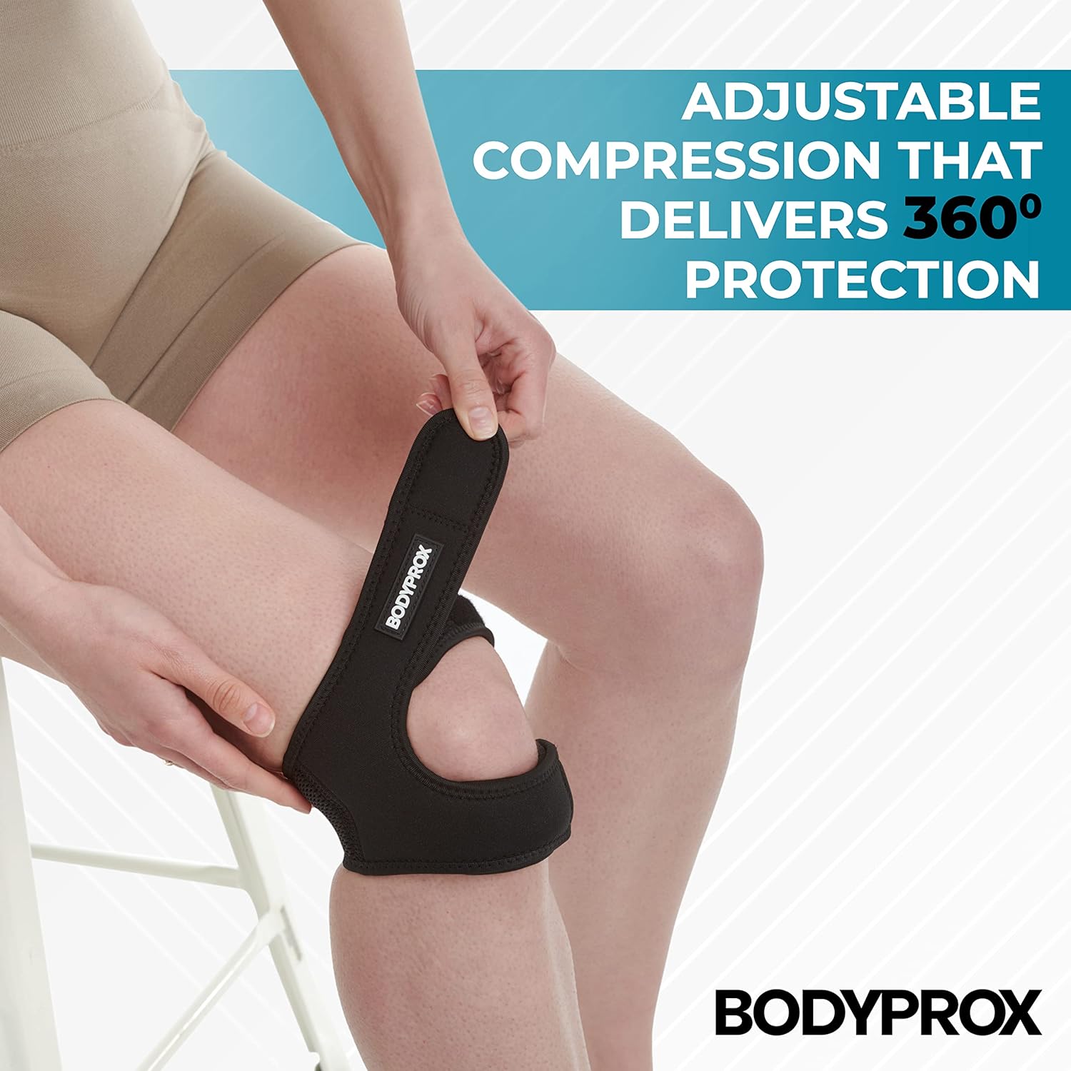 Buy now Bodyprox Patellar Tendon Support Strap (Small/Medium), Knee Pain Relief Adjustable Neoprene Knee Strap for Running, Arthritis, Jumper, Tennis Injury Recovery at indiglob india