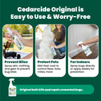 Cedarcide Original Bug Spray | Repel & Kill Fleas, Ticks, Mosquitoes, Mites, Ants & Chiggers | for use on People, Pets & Home | Natural Cedar Oil | Eco-Friendly | 4 Oz