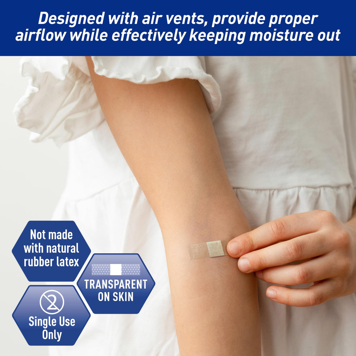 MED PRIDE Junior Strip Bandages,Hypoallergenic,Latex-Free,3/8x1.5 in,100-Ct