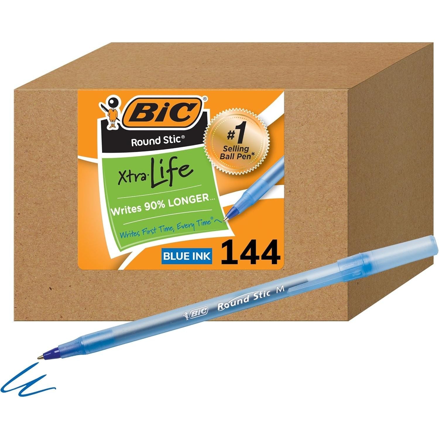 Buy now BIC Round Stic Xtra Life Ballpoint Pen, Ultra Long Lasting and Consistent Ink Flow, 60-Count in Black Ink 144 Count (Pack of 1) Blue at indiglob india