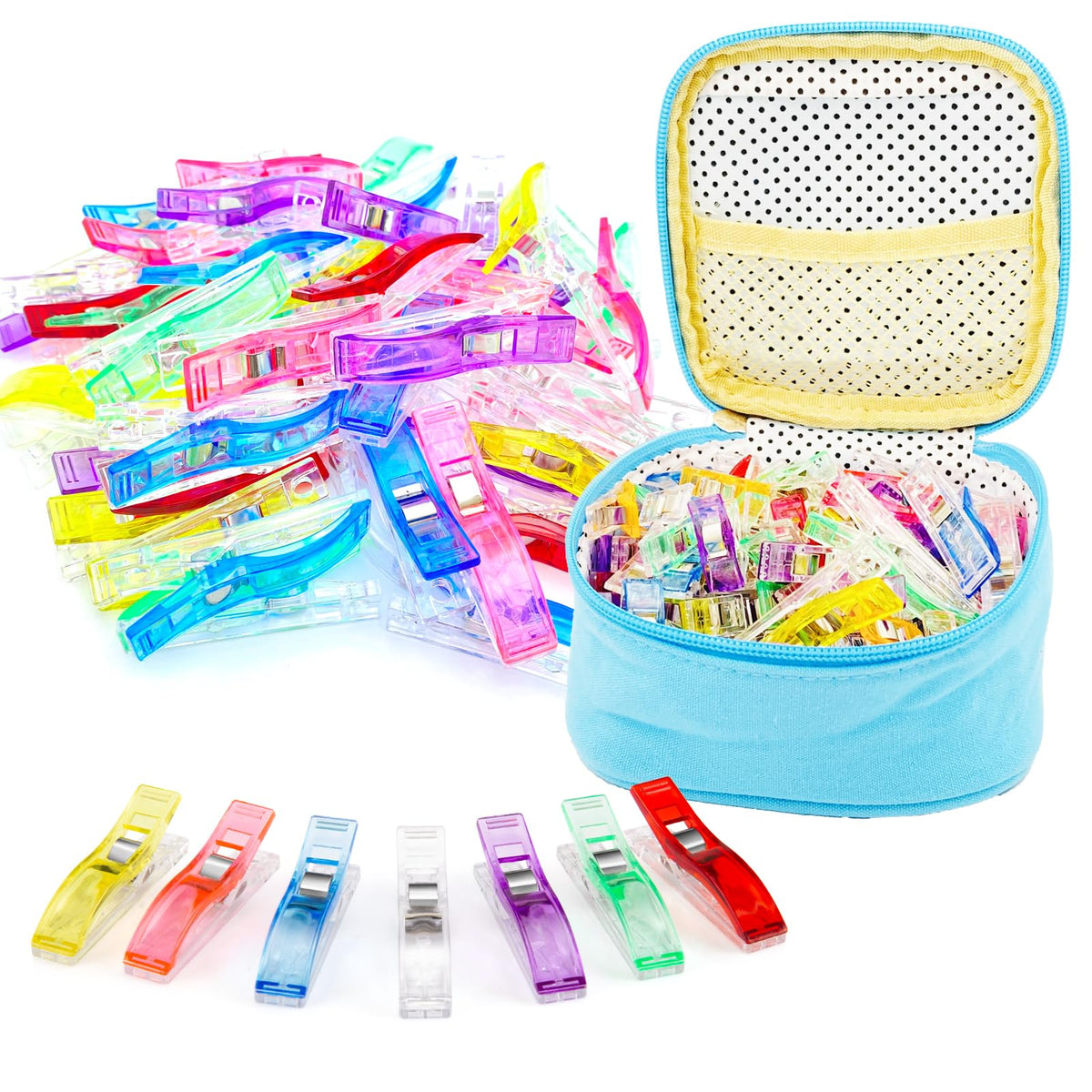 Doukey Large Sewing Clips Fabric Clips 50PCS Jumbo Quilt Clips for Quilting Assorted Colors, Multipurpose Craft Sewing Supplies Quilting Accessories Crafting Tools