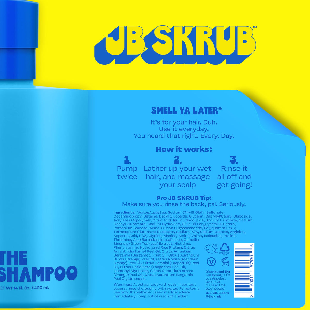 JB SKRUB Boys Shampoo Teen Kids Moisturizing Hair Care Citrus Scent - 14 oz