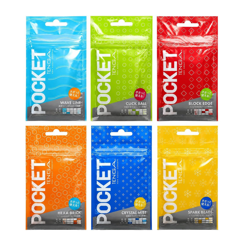 TENGA Pocket 6-Pack Adult Male Masturbator Sex Toys Sleeves Set | Discreet, Portable, Disposable | Variety of Unique Stroker for Men