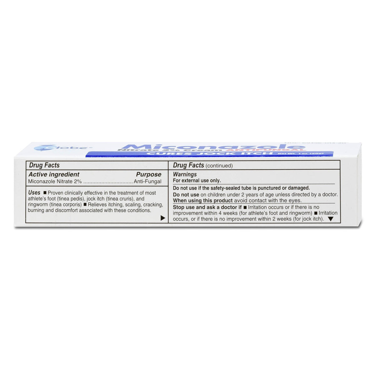 Globe Miconazole Nitrate 2% Antifungal Cream, 1 oz Tube, 3 Pack
