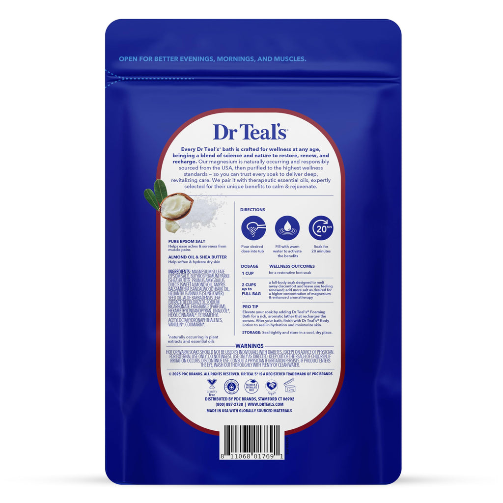 Dr Teal's Epsom Salt Magnesium Soak, Soften & Moisturize with Shea Butter & Almond Oil, 3 lbs