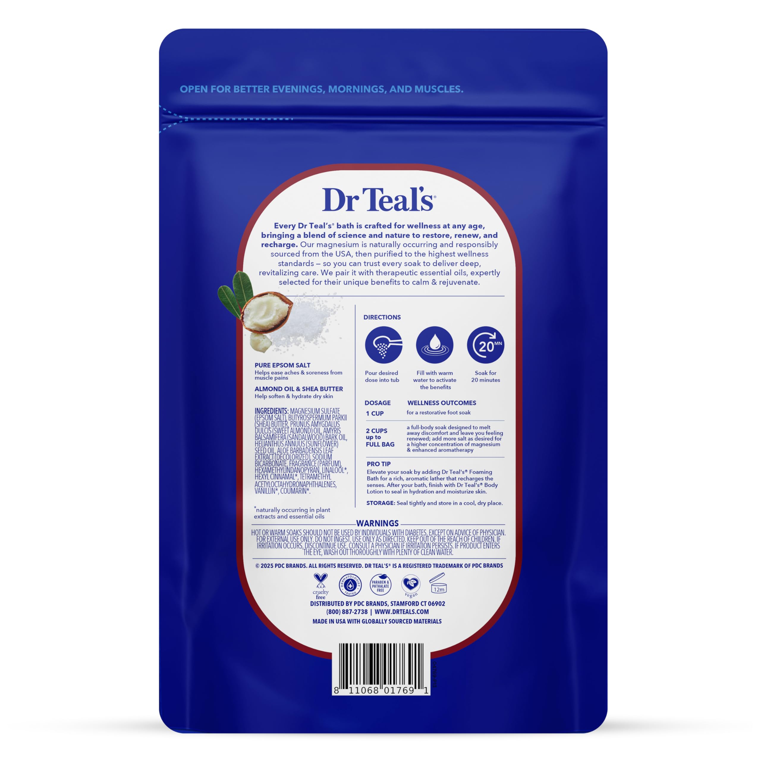 Dr Teal's Epsom Salt Magnesium Soak, Soften & Moisturize with Shea Butter & Almond Oil, 3 lbs