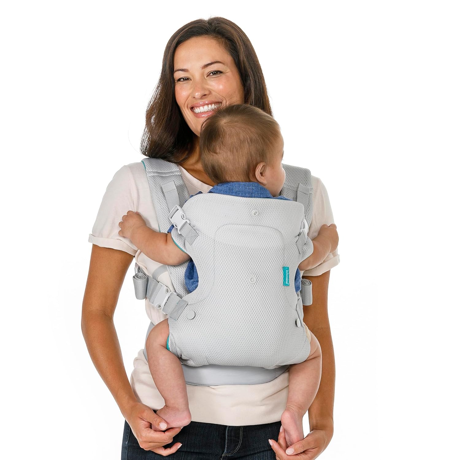 Buy now Infantino Flip 4-in-1 Convertible Baby Carrier, Adjustable, Ergonomic Babywearing, Registry Essential, Baby Carrier for Newborn to Toddler, Gray Light Grey at indiglob india